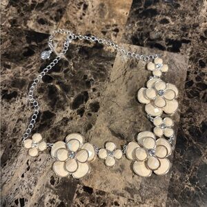 Floral Statement Necklace - Cream Flower Design